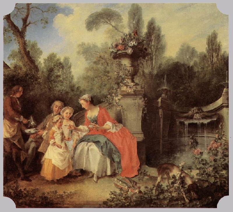 Nicolas Lancret Lady Gentleman with two Girls and Servant Sweden oil painting art